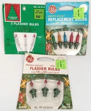 Vintage Christmas Light Sets Replacement Bulbs Holiday Trim & GE Sealed 1970s