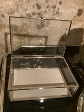 jewlery crystal box, silver plated, rare find, glass