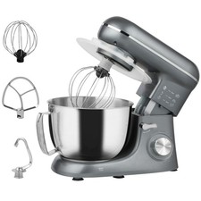 HOMCOM Electric Stand Mixer, 4.5L Food Mixer with Dough Hook, Whisk, Silver