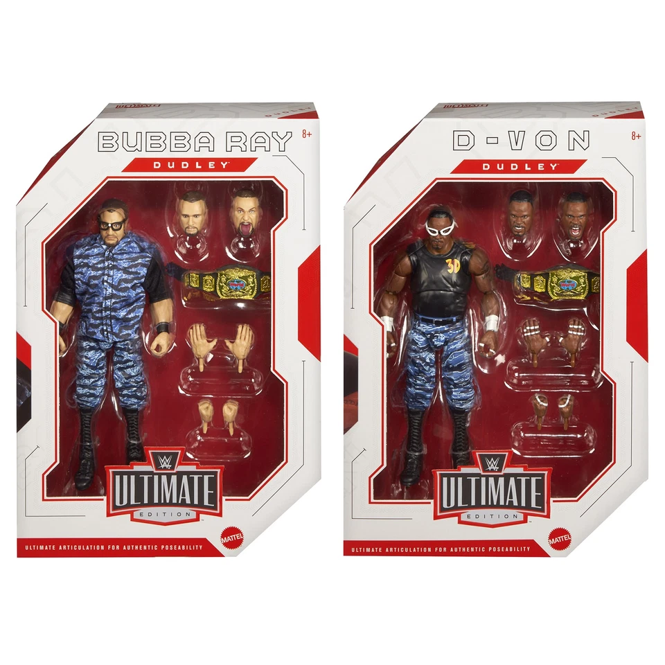 Dudley Boyz(蓝色迷彩)- WWE 终极版 2 件装玩具摔跤玩偶 — 第 2/3 张图片