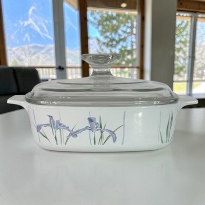 Corning Ware Casserole Baking Dish Shadow Iris 1L 1.06 Qt Dish A-1-B Pyrex Lid
