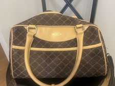 Vintage Pierre Cardin Brown Tan Travel Bag with Shoulder Strap and Handle