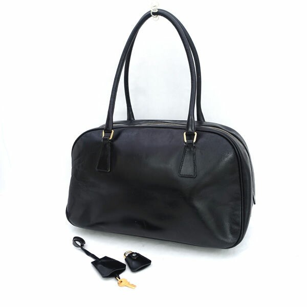Prada Mini Boston Leather Shoulder Bag in Black Y0628
