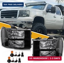 Headlight Assembly Compatible with GMC Sierra 2007-2013 Halogen Head lamp, OE-St