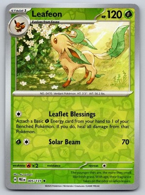 Leafeon 005/131 Reverse Holo Rare Prismatic Evolutions Pokemon Near Mint
