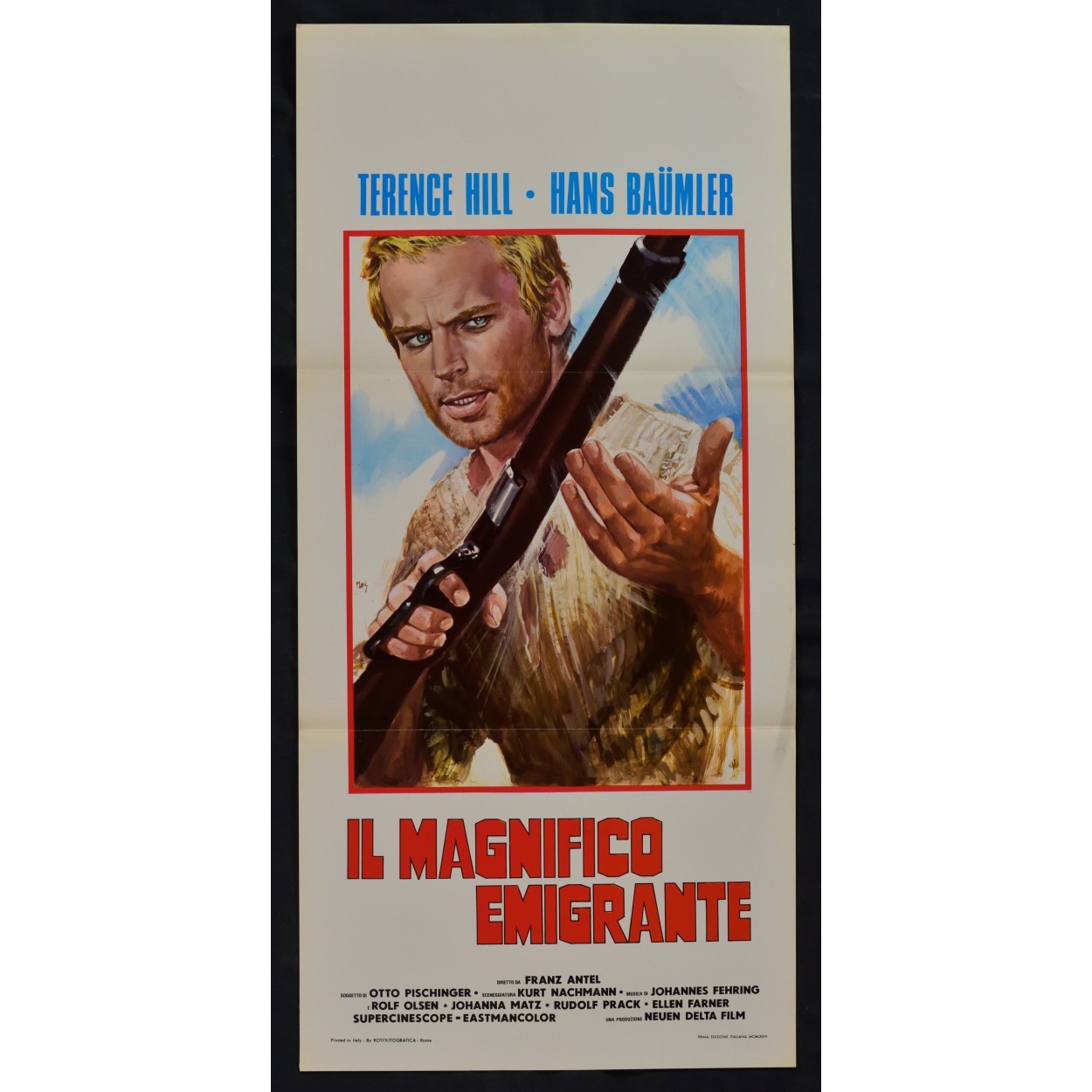 Locandina originale film IL MAGNIFICO EMIGRANTE (1973) - Regia di Franz Antel