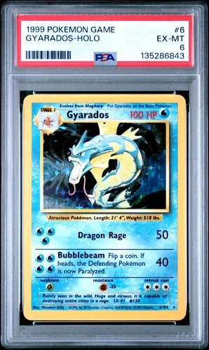 1999 POKEMON BASE SET UNLIMITED GYARADOS #6/102 RARE HOLO PSA 6