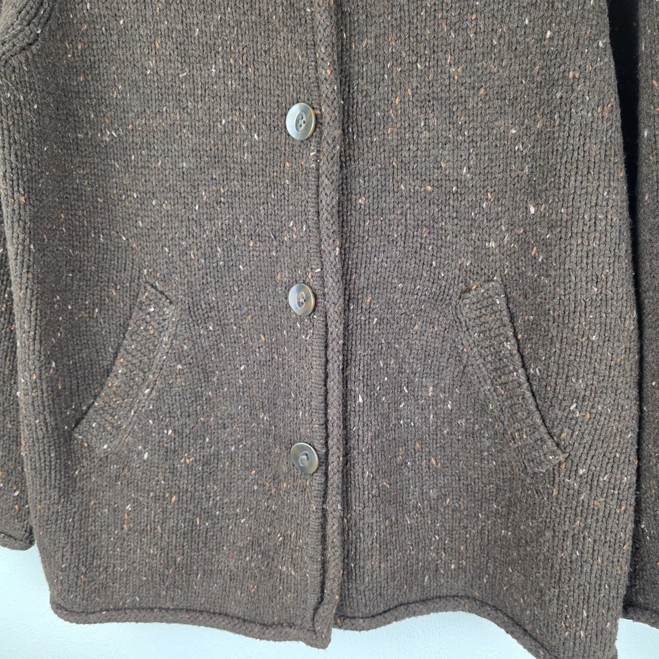 Cárdigan Suéter Cabela’s Marrón Tweed Mezcla de Lana Botón L Abuelo de Hong Kong Foto 4 de 4
