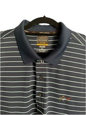 Greg Norman For Tasso Men  s XL Elba Golf Polo Shirt Mens Blue Stripes Play Dry