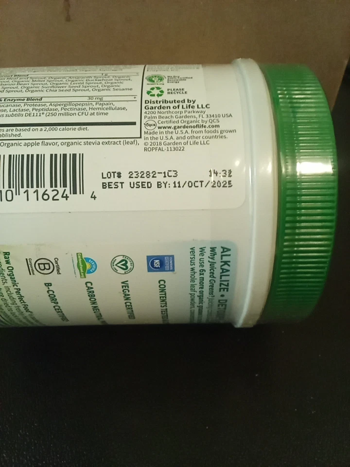 Alimento perfecto orgánico crudo de Garden of Life, 231 gramos manzana 30 caducidad 17/08/2025 Foto 2 de 2