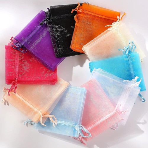 100 Pcs Organza Jewelry Bags with Drawstring Gift Pouches for Small Presents - Afbeelding 2 van 7