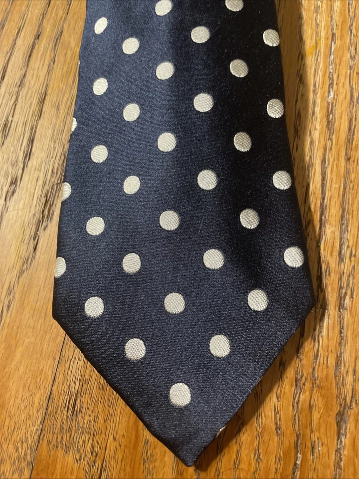 Gravata de seda Ralph Lauren roxa etiqueta bolinhas em excelente estado usado feita à mão na Itália - Imagem 3 de 4