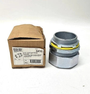 Hubbell RACO 3410 ~ Liquidtight Straight Connector 2-1/2° Steel Malleable Iron - Image 1 of 4