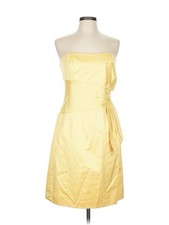 NEW BCBG Paris Strapless Sheath Dress 10 Saffron Yellow Ruched Cocktail NWT $210