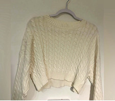 Altard State Womens M Ivory Solid Cable Knit ...