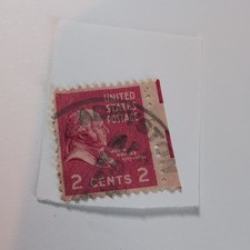 1936 Very Rare  2 Cent Red John Adams Used Stamp Historical Figures