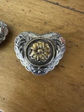 Vintage Heart Shaped Silver Plated Concho