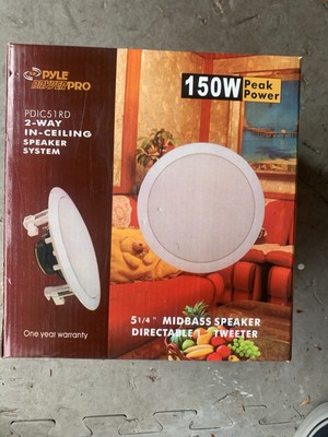 Pyle PDIC51RD 150W 5.25'' Round Flush Mount In-Wall/Ceiling Home Speakers, 2 Pack