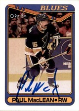 Paul Maclean Signed Auto 1990-91 O-Pee-Chee card St Louis Blues