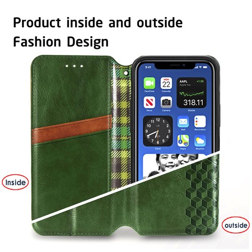 Funda de cuero con bolsillo para tarjetas tipo billetera abatible para iPhone 16 Pro Max 16E 15 14 13 12 11 XS - Imagen 53 de 54