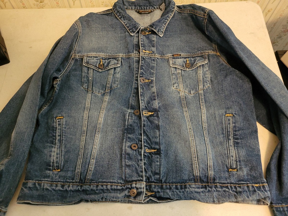 Vtg Polo Jeans Company Ralph Lauren Mens Trucker Jacket Dark Wash