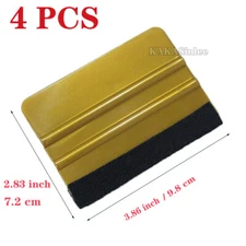 4PCS Brown Felt Edge Car Vinyl Wrap Window Install Tool Scraper Film Squeegee AB