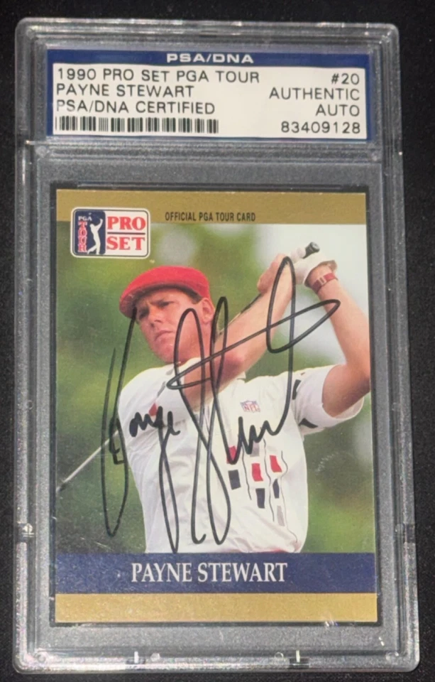 Payne Stewart "US Open Champ" Signed 1990 Pro Set Golf #20 Rookie Card Auto PSA - Image 2 of 3