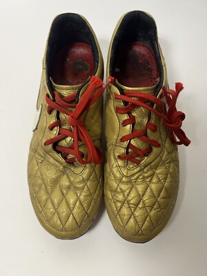 2009 Nike Ronaldinho Dois FG 324761 712 Gold Black Soccer Cleats