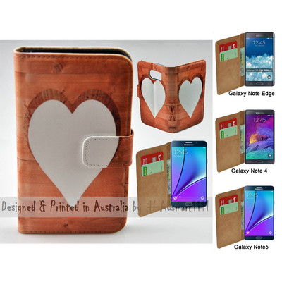 For Samsung Galaxy Note Series Timber Heart Print Wallet Mobile Phone Case Cover