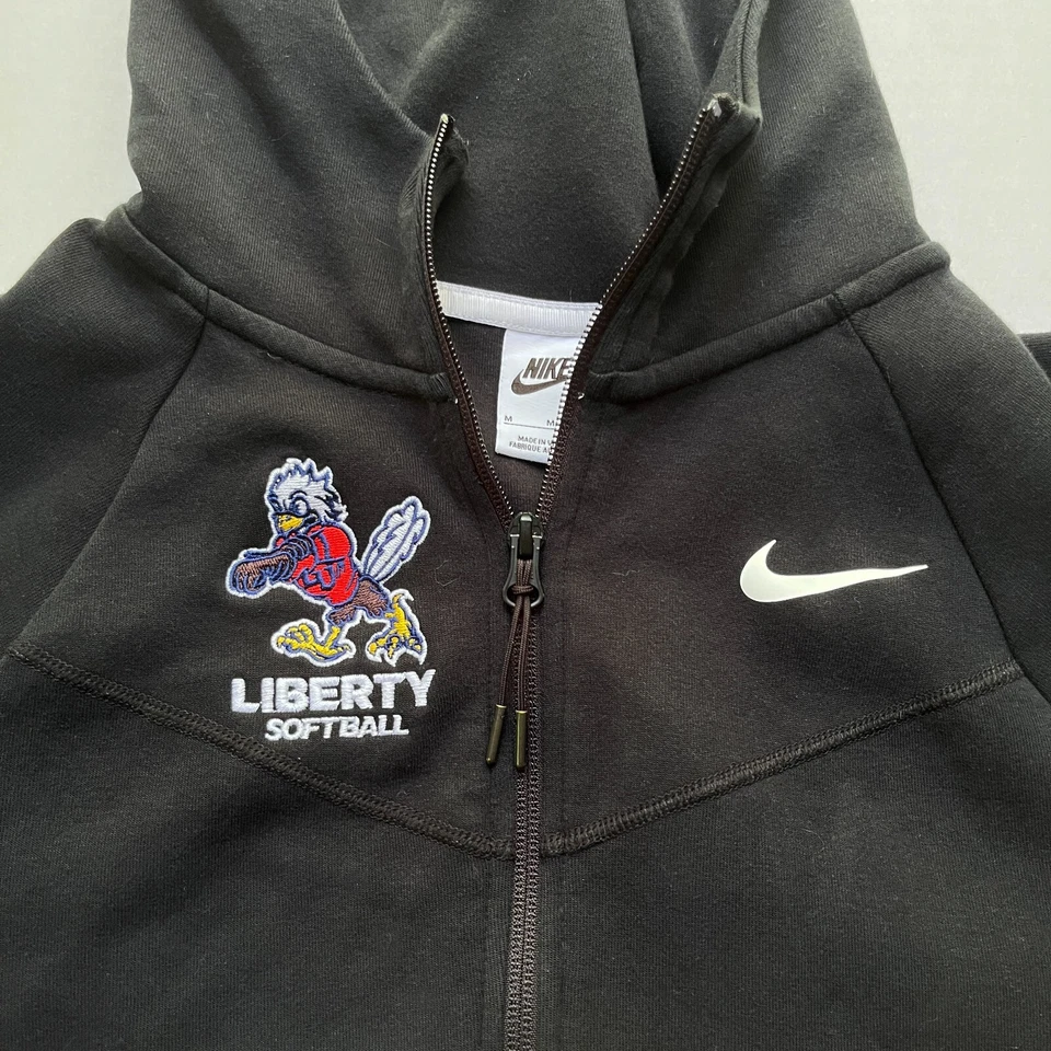 Nike Liberty University Softball Jacket Womens M Hooded Full Zip Black LU Sparky - Image 4 of 4