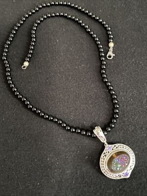STS KARIS Forest Window Druzy Necklace Glass Beads w/ gift box
