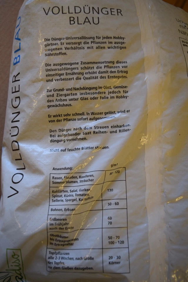 floradiso Volldünger blau 5 kg Gartendünger Universaldünger NPK8+6+7 Obst Gemüse - Bild 3 von 4