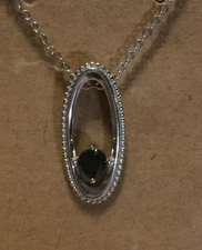 Ryze  Black Onyx CZ Sterling Silver Necklace NWT!  Long Oval