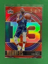 2021-22 Panini Select Basketball Paul George #23 Select Numbers Red Prizm