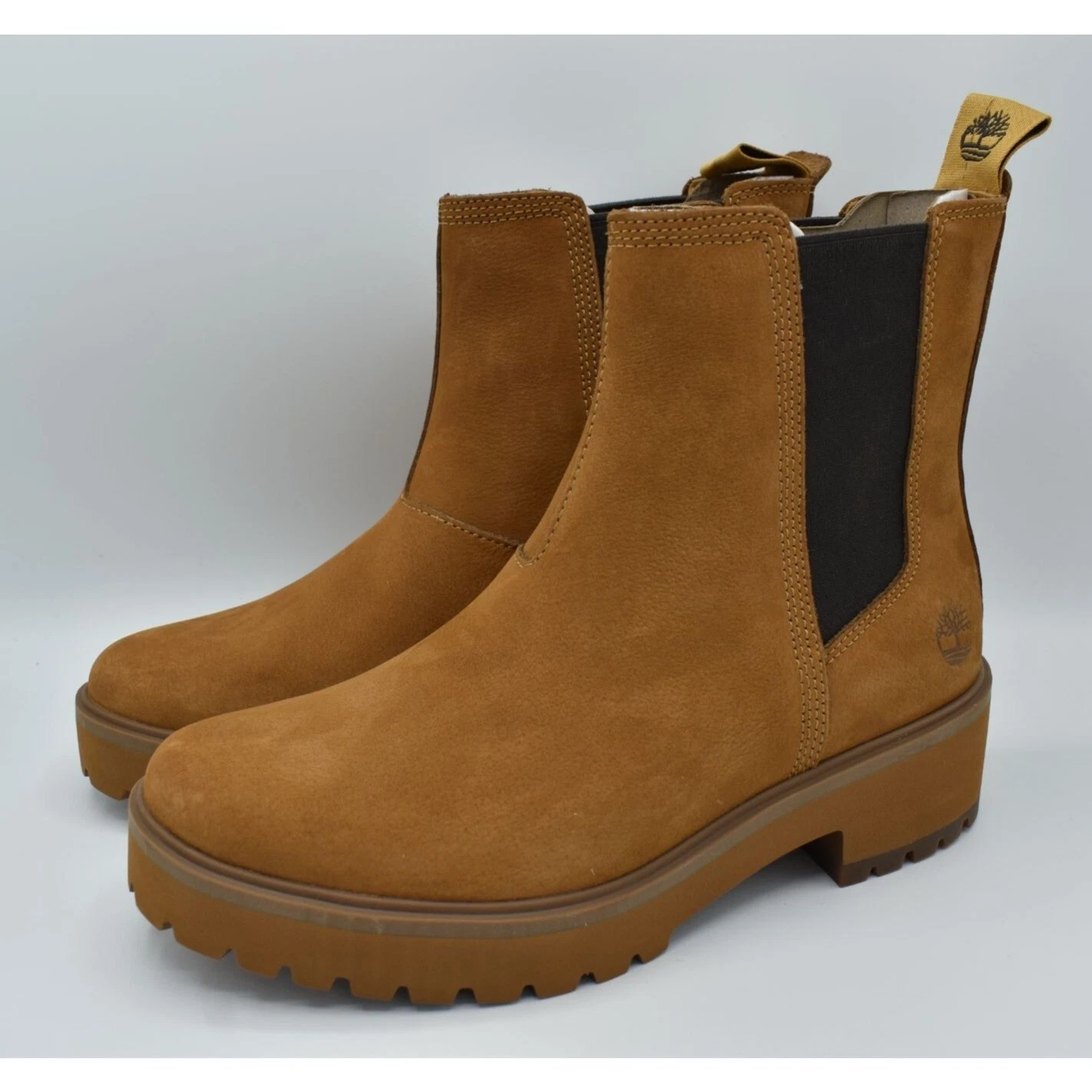 Scarpe Timberland da donna taglia 9 Carnaby Cool Wheat Nubuck Chelsea stivali