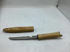 Vintage Floating Fishing Fillet Knife Wood Handle Sheath Stainless Steel Japan