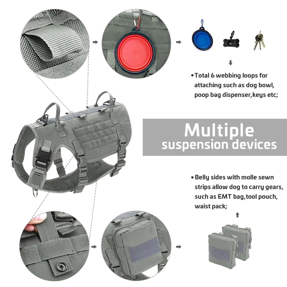Dog Harness Medium Sized Dog,Tactical Dog Harness with Handle,No Pull Militar...