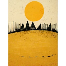 Minimalist Tribal Abstract Desert Yellow Painting XL Wall Art Poster Print