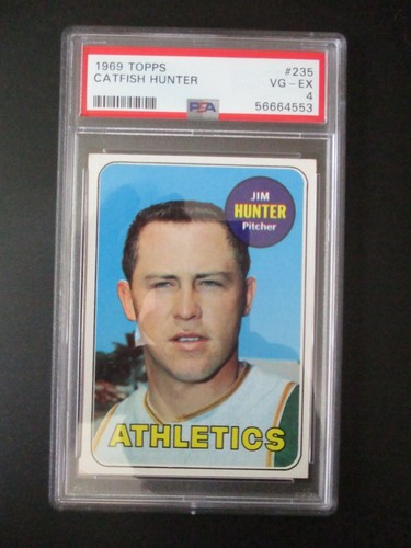 JIM CATFISH HUNTER OAKLAND ATHLETICS A'S 1969 TOPPS #235 PSA 4 GRADED CARD