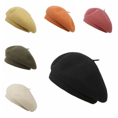Women Wool Blend Beret Hat Elastic Band Military Style  display picture 1