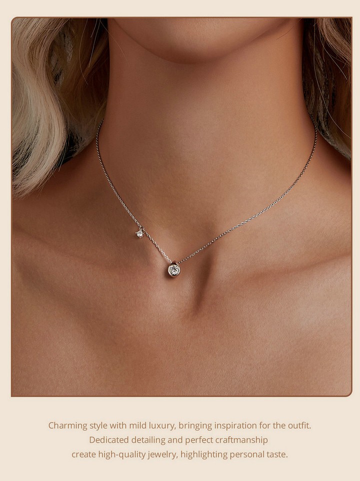 925 Sterling Silver Moissanite Pearl Necklace
