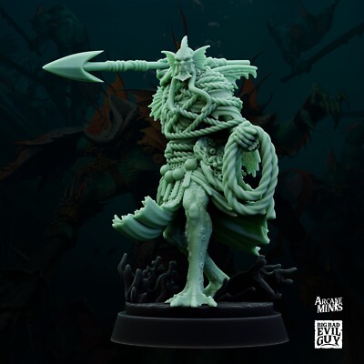 Sahuagin Spear Fisher Fighter | Arcane Minis | Big Bad Evil Guy | D&D Miniature