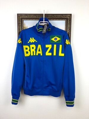 Kappa Brazil Football Jacket Soccer Track Top Mens New Blue