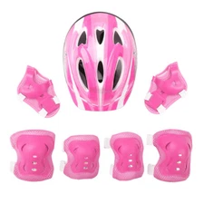 7Pc Kids Sports Adjust Helmet Knee Wrist Guard Elbow Pad Set for Scooter Skating