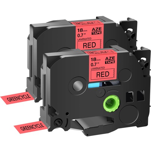 2PK Compatible with Brother ST5 Tze-441 TZ-441 Black on Red Tape Lape 18mm