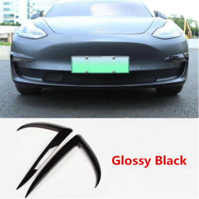 Glossy Black Front Fog Lamp Light Eyebrow Cover Trim For Tesla Model 3 2017-2022