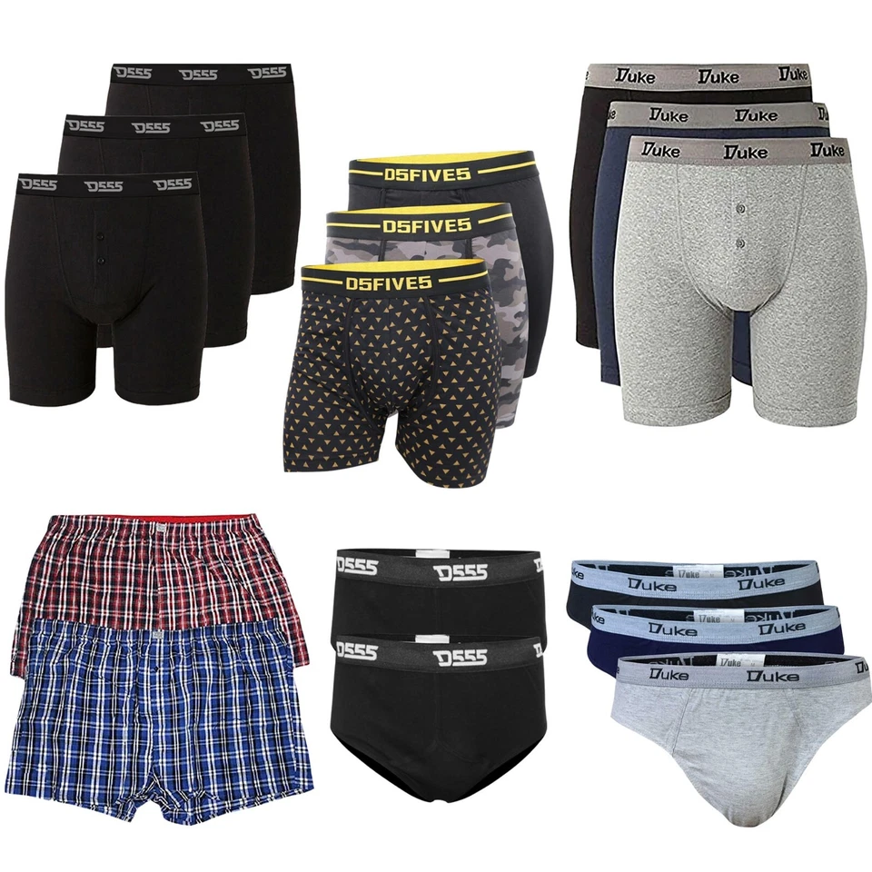 Duke Men's Boxer Shorts & Briefs 3 Pack 2XL-8XL Big & Tall Plus Size New