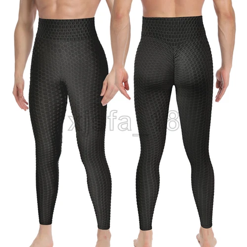 Men's Leggings Sports Gym Compression Pants Training Trousers Bubble Textured UK - Picture 13 of 30