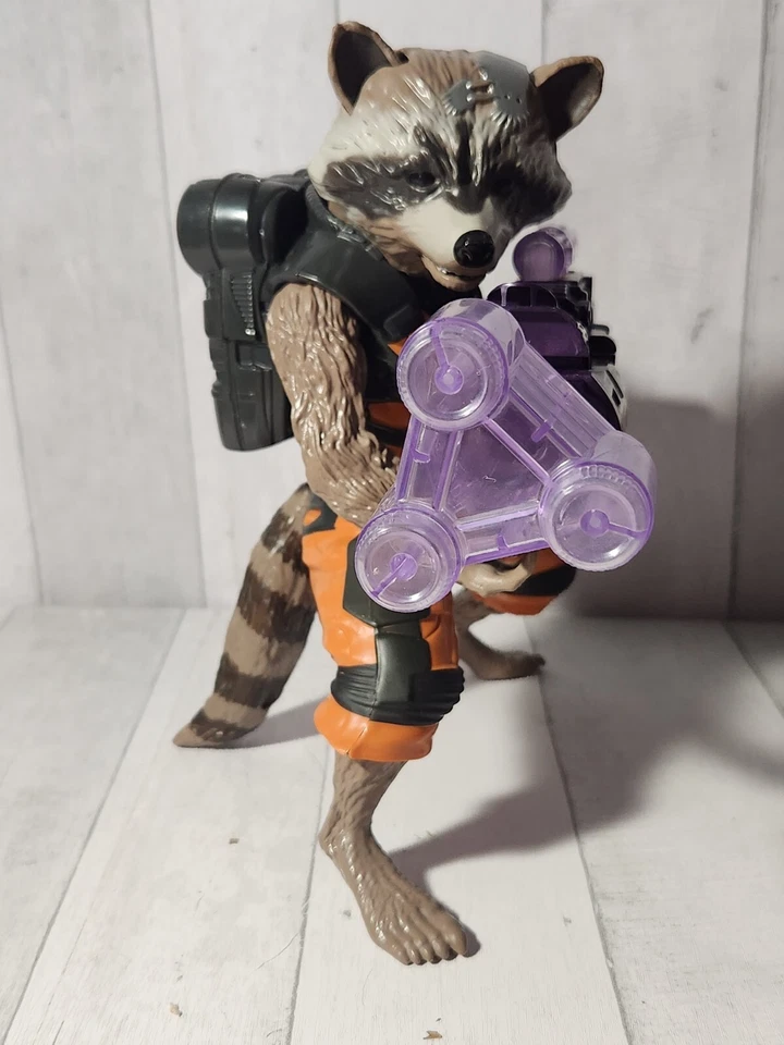 Guardians of The Galaxy 2014 Big Blastin Rocket Raccoon Large Figure WORKS - Image 2 of 4