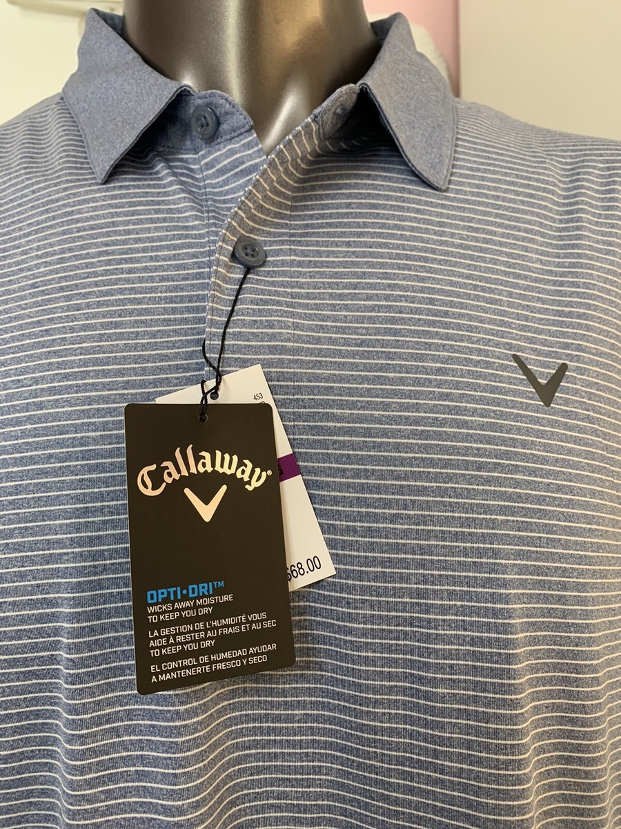 CALLAWAY NEW Golf Polo Shirt Sz XXL Slate Blue Stripe NWT opti-dri